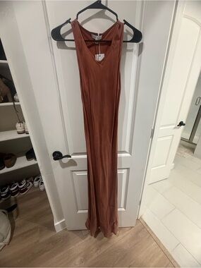 Sleek Slip Maxi Dress in Rust